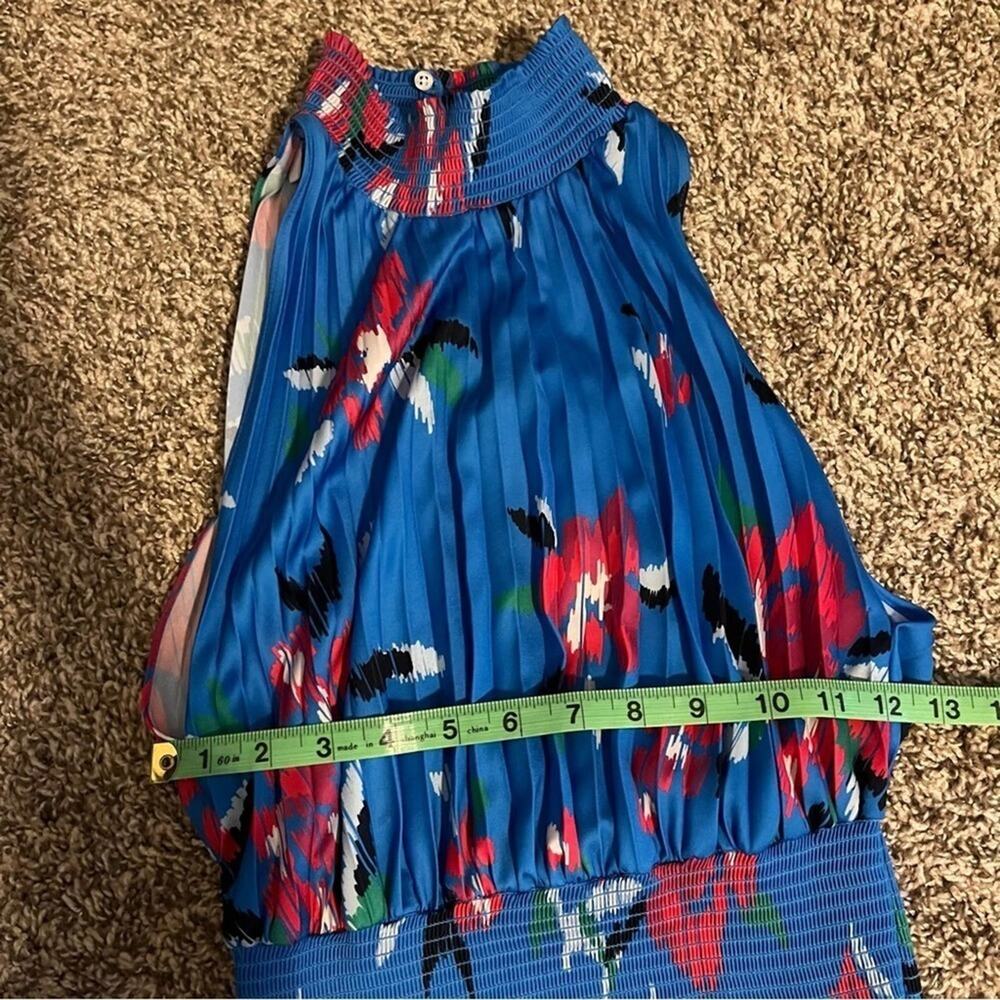ALC Renzo Pleated Blue Floral Midi Dress 0 - Picture 10 of 13